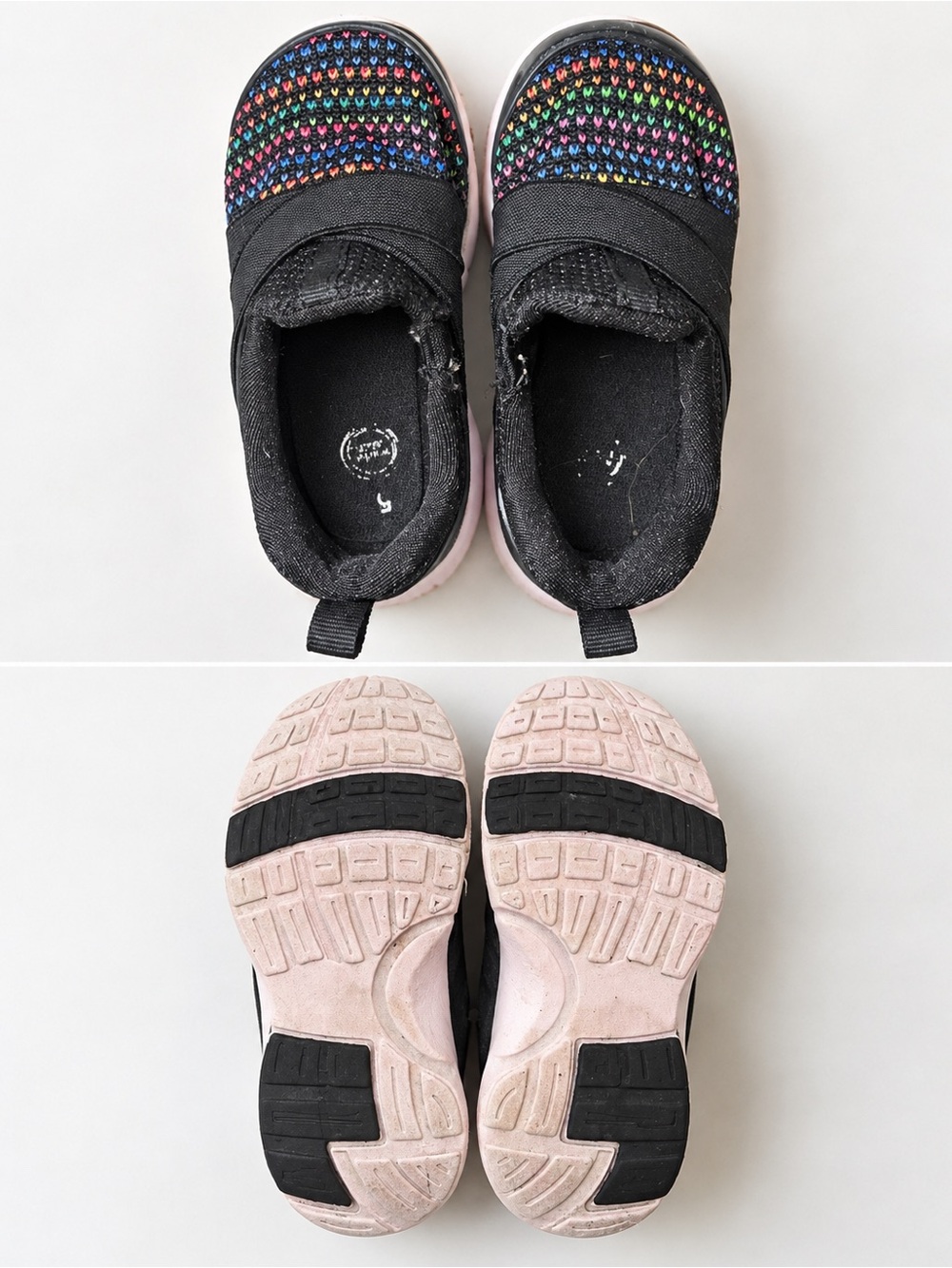 wonder nation Black Slip-On Sneakers with Multicolor Knit Toe